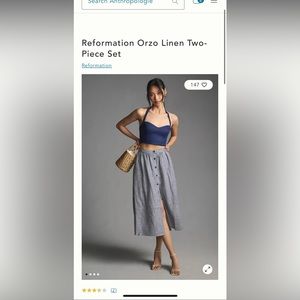 NWT Reformation/ Orzo Linen Two Piece
Challah Check/Navy